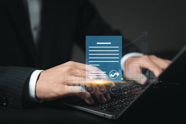 istock Businessman use laptop analyzing growth sales data graph and increase of chart positive indicators business. digital online marketing, financial and investment business planning and development. 1873734202