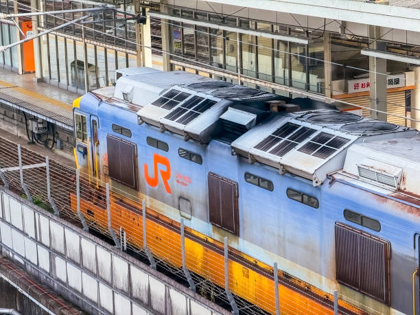 Shiga, Japan. Nov 13, 2023. A close up to a Japanese Railway train engine.