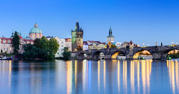 istock Charles Bridge in Prague at Night Czech Republic 187375486