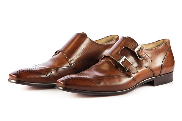 istock Brown man's shoes isolated on white background. 187376747