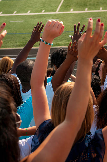 istock Fans with raised arms cheering for their team - VII 187376762