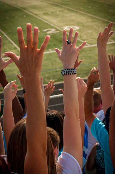 istock Fans with raised arms cheering for their team - VI 187376777