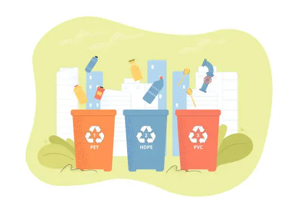 Vector illustration of ABA143 Sorting and recycling of plastic