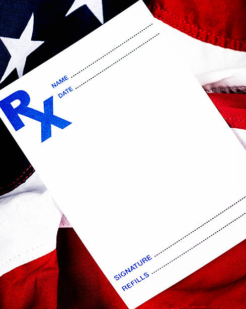 istock Blank Prescription Form on American Flag 187382029