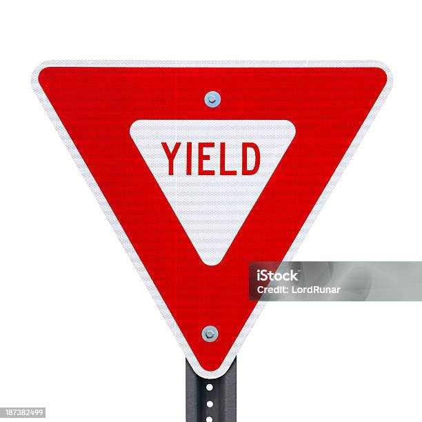 Isolated Yield Sign Stock Photo - Download Image Now - Yield Sign, Cut Out, Road Sign