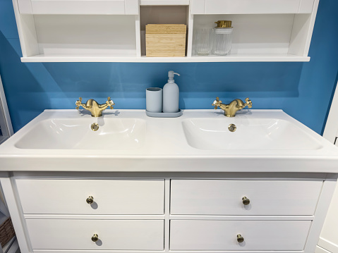 Modern bathroom with vanity cabinet