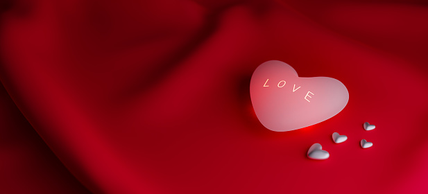 Heart shaped Valentine’s day gift box on red background