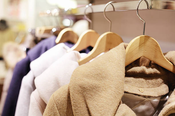 istock Color winter coats hanging on the rack 187388164
