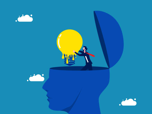 istock Dementia. Businessman lifts melted brain from big head. vector 1873902390