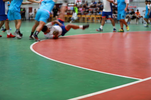 Junior Handball Matches in the Gymnasium, Luannan County, Hebei Province, China