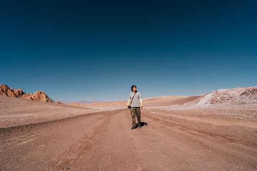 Man exploring the Atacama Desert