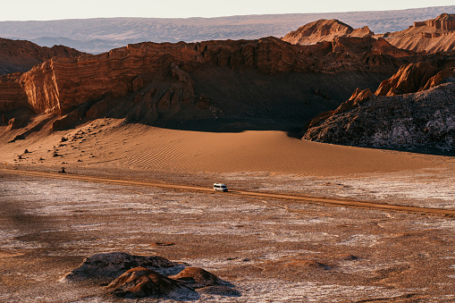 Motorhome traveling in the Atacama Desert