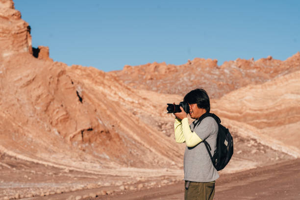 istock Adventurer taking photos in Atacama 1873910735