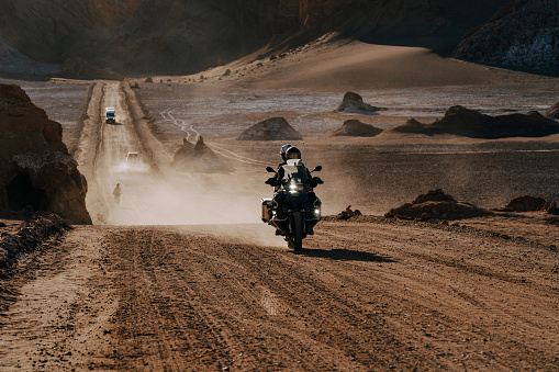 Motorcyclists crossing the Atacama Desert