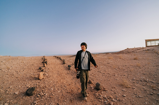 Tourist exploring the Atacama Desert