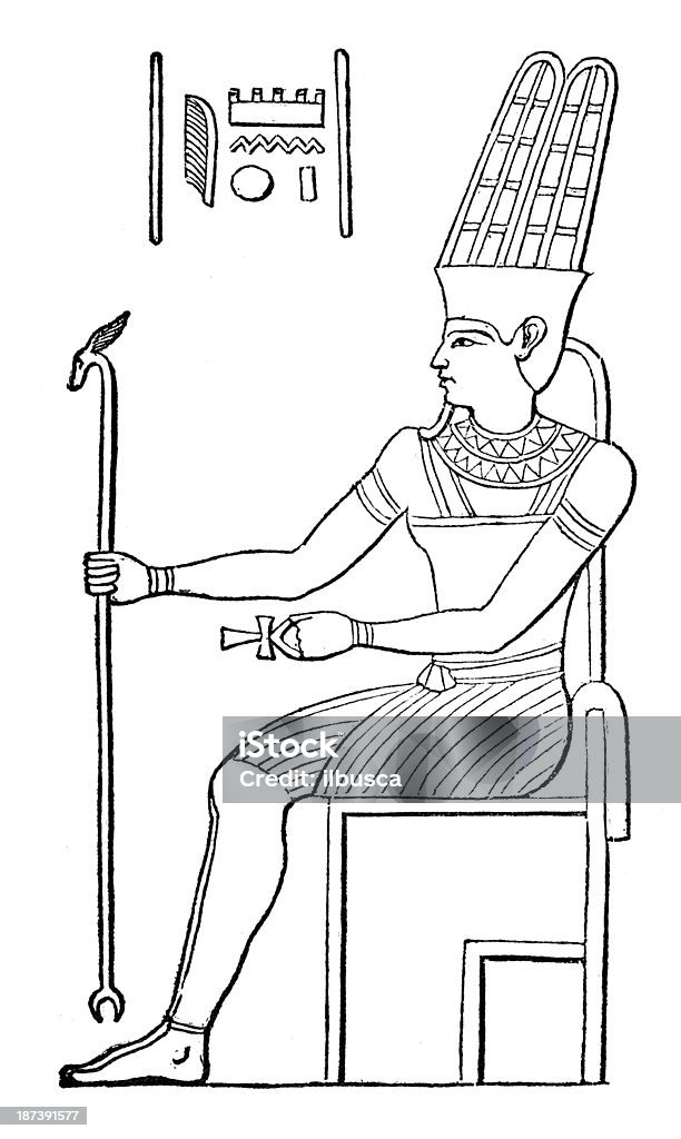 Antyczne Ilustracja of Amun (Amon) - Zbiór ilustracji royalty-free (Amon)