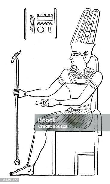 Античный Иллюстрация Amun — стоковая векторная графика и другие изображения на тему Амон - Амон, Антиквариат, Белый фон
