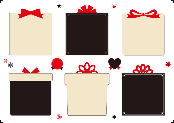 симпатичный подарочный набор рамок в форме коробки. - wedding reception valentines day gift heart shape stock illustrations