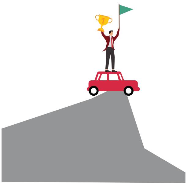 istock Conquering adversity, Car, Driving, Uphill, Mountain, Hill, Moving Up, Businessman 1873935103