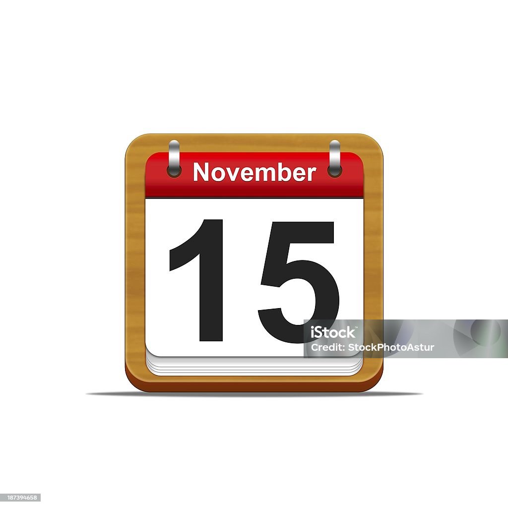 November 15. Illustration elegant wooden calendar on white background. Calendar Stock Photo