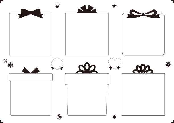 ilustrações, clipart, desenhos animados e ícones de conjunto de molduras bonito em forma de caixa de presente. - wedding reception valentines day gift heart shape
