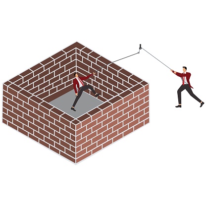 Restraining, Circle, Brick, Surrounding Wall, Clambering, Brick Wall, Businessman