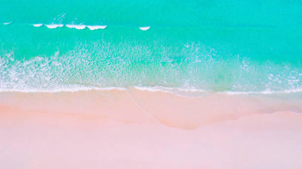 istock Beach top view or aerial view with shade emerald blue water and wave foam 1874001615