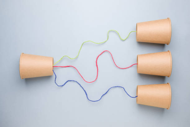 istock Communicating to multiple persons, messages to several recipients at once 1874009601
