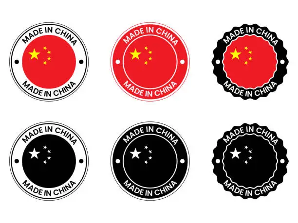 Vector illustration of Made in China Label Vector Set.