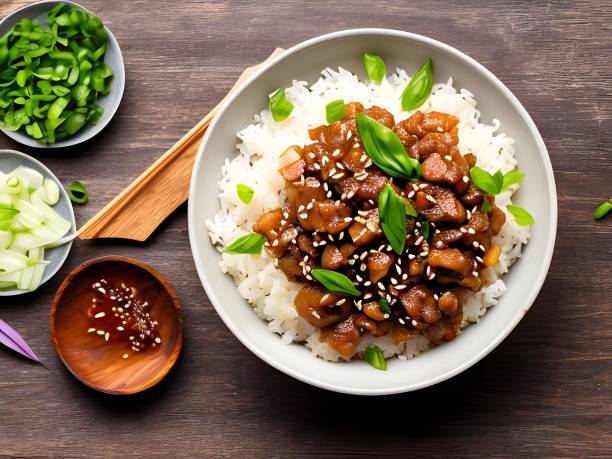 istock Rice topped with stir-fried pork and basil 1874032310
