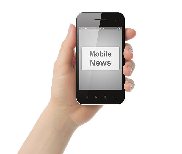 istock Hand holds smart phone with mobile news button 187403959