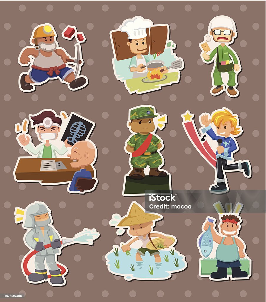 Working Person Sticker People Working Stickers Stock Illustration - Download Image Now - Adult ...