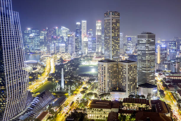 istock Night view of Singapore City 1874099556