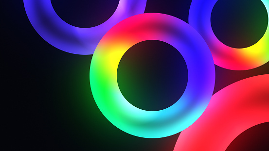 This stock image features a multi-colored trendy modern background, a 3D render texture with captivating moving circle rotation. The spiral surface concept with abstract, clean, and soft animation, creating a visually striking and dynamic scene. Perfect for adding a touch of modernity and sophistication to your projects, this simple motion stock image is ideal for a variety of creative.