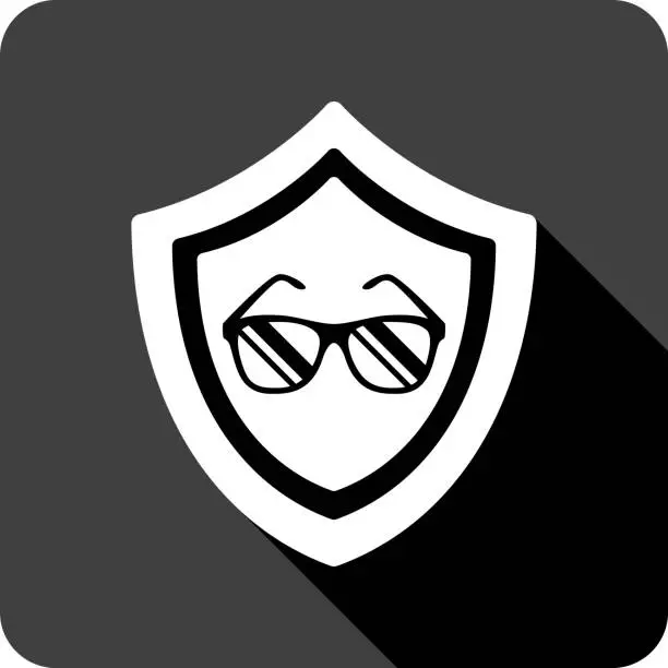 Vector illustration of Shield Sunglasses Icon Silhouette 1