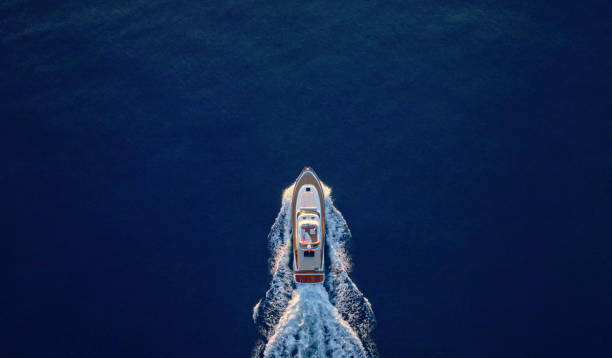 Barcelona, Spain - July 11, 2016: Detail of luxury large super yacht