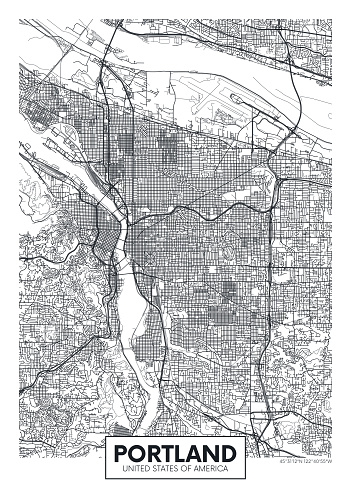 City map Portland, urban planning travel vector poster design
