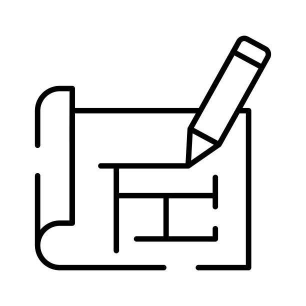 ikona premium kreślenia w modnym stylu projektowania, niesamowity wektor. - drafting symbol pencil plan stock illustrations