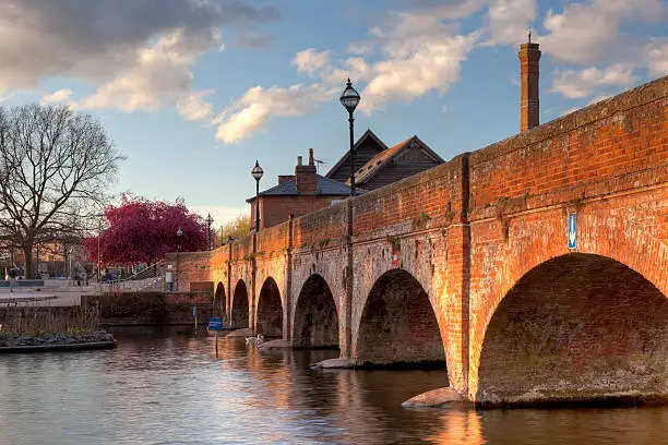 The old footbridge over the River Avon, Stratford on Avon, Warwickshire, England.