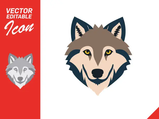 Vector illustration of Vector Editable Icon Wolf Logo