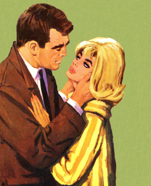 imagine of a man embracing a blonde woman - love romance couple sensuality stock illustrations
