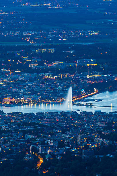 Geneva in night stock photo