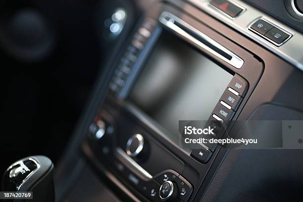 Car Interior With Dashboard Navigation Display And Buttons Stock Photo - Download Image Now