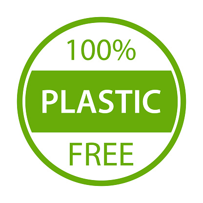 100% plastic free icon vector Plastic free warranty packaging sign for graphic design, logo, website, social media, mobile app, UI illustration