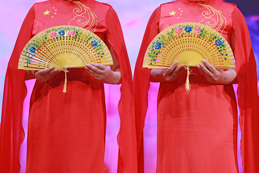 Chinese traditional cheongsam show on stage.