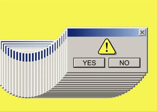 Vector illustration of Lagging pop-up window with YES or NO buttons