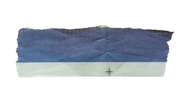 istock Long piece of torn newspaper with blue graphic 1874231048