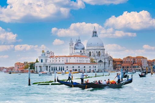 Grand canal with Santa Maria della Salute basilica in Venice Italy