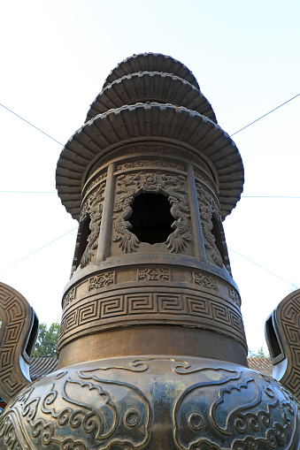 Beijing, China - October 3, 2020: Antique censers in temples, Beijing