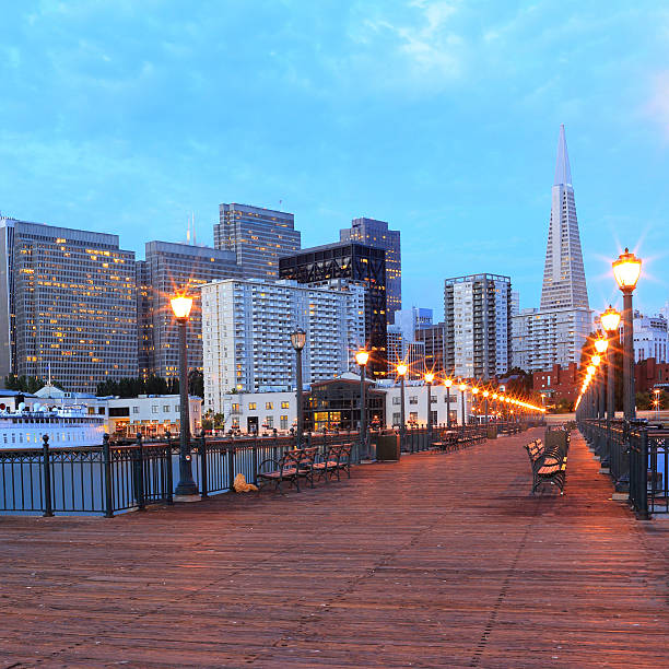 San Francisco: Transamerica  Pyramid and Downtown Port of San Francisco and downtown  fishermans wharf stock pictures, royalty-free photos & images